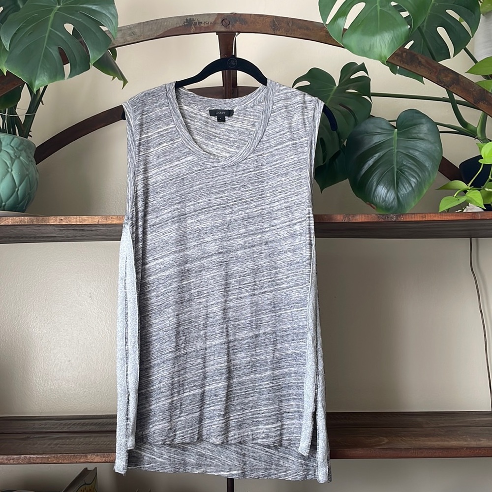 J Crew | Heather grey sleeveless tank top with metallic side stripe | Small
